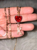 Custom Birthstone Heart & Initial Necklace