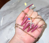 Diamond Inspired Cross With Heart Eye