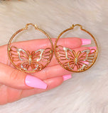 Bling Butterfly Hoops