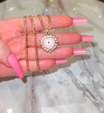 Bling Eye Heart (Pink/Figaro Chain)
