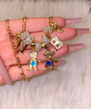 Bling Birthstone And Initial Kids Teddy Combo (1 Or 2 Kids)