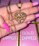 Double Rose Heart Necklace