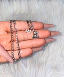 Silver Teddy & Initial