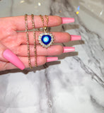 Bling Eye Heart (Navy/Figaro Chain)