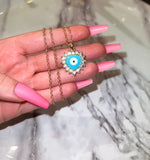 Bling Eye Heart (Turquoise/Rolo Chain)