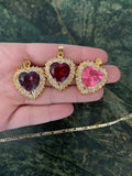 Large Icy Heart Necklace In Multiple Colors