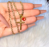 Dainty Classic Cross With Birthstone