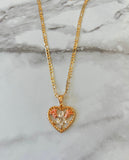Double Rose Heart Necklace (Tricolor)