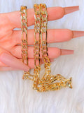 Unisex Diamond Cut Thick Figaro Bracelet Or Necklace