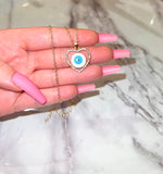 Halo Heart Eye Necklace (Rolo Chain)