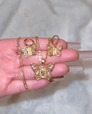 Pink Mariposa De María Set (Figaro Chain)