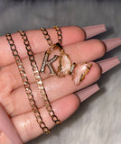 Lucky Butterfly & Initial Necklace (White)