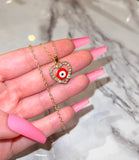 Red Or Blue Heart Eye Necklace