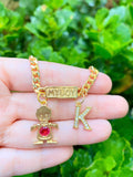 Kids Birthstone And Initial Bracelet