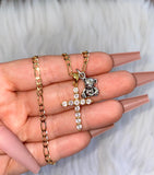 Diamond Inspired Cross & Silver Teddy