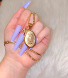 Oval Mother Mary With Initial