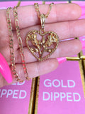 Double Rose Heart Necklace