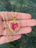 Large Icy Heart Necklace In Multiple Colors