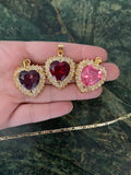 Large Icy Heart Necklace In Multiple Colors