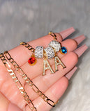1 To 5 Birthstone And Icy Initial Necklace