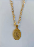 Gold Plated Oval Our Lady Of Guadalupe Necklace