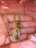 Tricolor Floral Virgin Mary With Initial