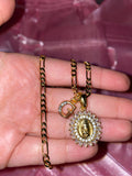 Bling Mary And Initial Necklace
