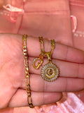 Baguette Mary Intitial Necklace