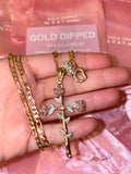 Dazzling Cross And Dainty Initial Necklace