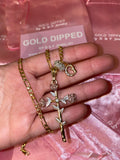 Dazzling Cross And Dainty Initial Necklace