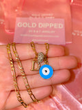 Gold Plated Eye Initial Necklace