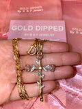 Dazzling Cross And Dainty Initial Necklace
