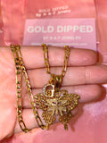 Gold Dipped Butterfly And Initial Necklace