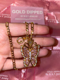 Pink Butterfly Kisses And Initial Necklace