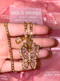 Pink Butterfly Kisses And Initial Necklace