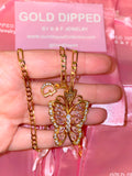 Pink Butterfly Kisses And Initial Necklace