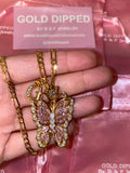 Pink Butterfly Kisses And Initial Necklace