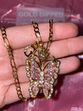 Pink Butterfly Kisses And Initial Necklace