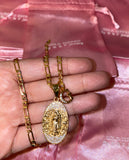 Icy Mary And Initial Necklace