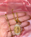 Icy Mary And Initial Necklace
