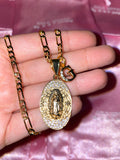 Icy Mary And Initial Necklace