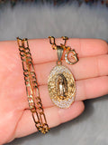 Icy Mary And Initial Necklace