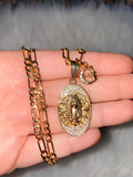 Icy Mary And Initial Necklace