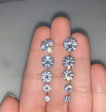 Sterling Silver CZ Studs In 5 Size Options