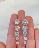 Sterling Silver CZ Studs In 5 Size Options