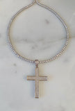 Iced Out Cross In White With Optional Bracelet