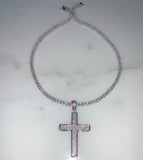 Iced Out Cross In White With Optional Bracelet