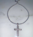 Iced Out Cross In White With Optional Bracelet