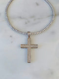 Iced Out Cross In White With Optional Bracelet