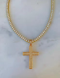 Iced Out Cross Necklace In Yellow With Optional Bracelet